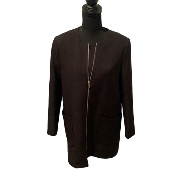 H&M Zipper Front Blazer Jacket Black size 10 - Picture 1 of 7